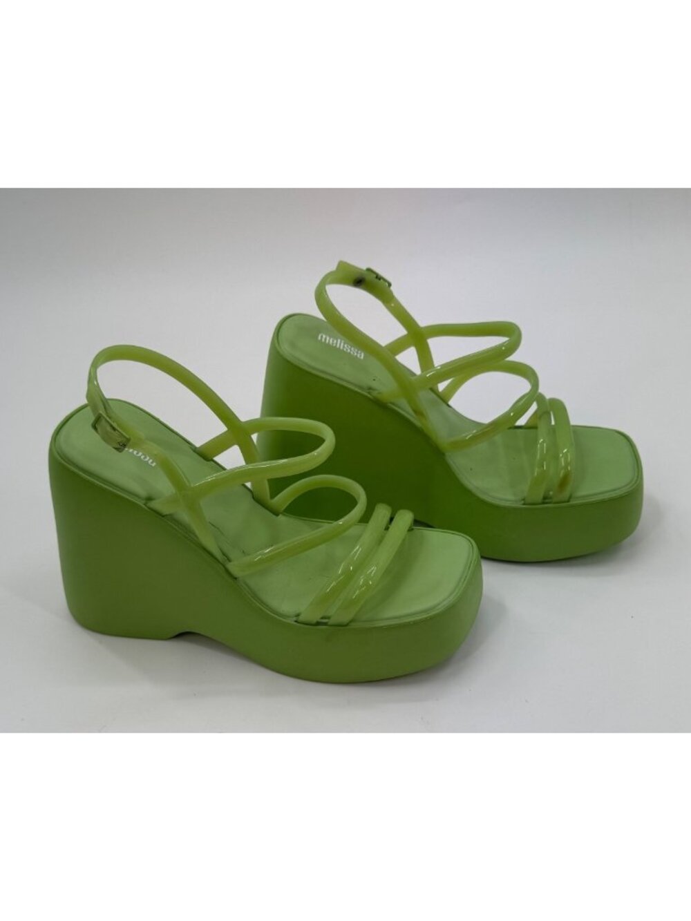 Melissa Jessie Womens Lime Green High Platform Sandals Size 9 - Picture 2 of 12